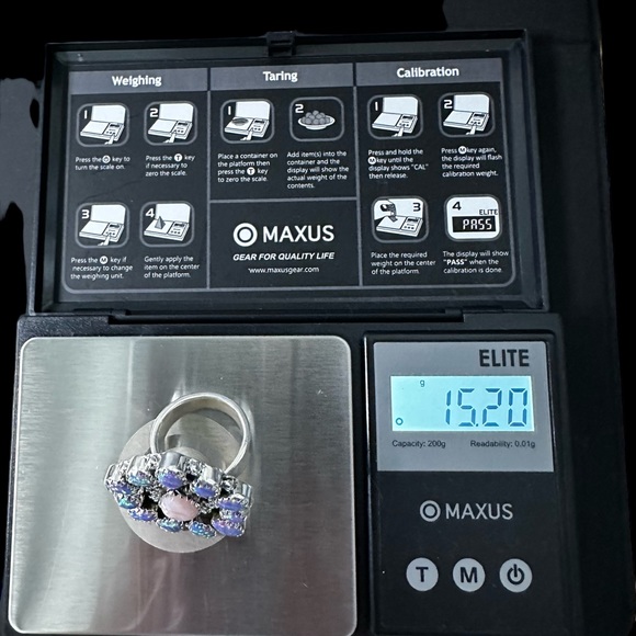 Native Aurora & Pink Opals Solid Sterling Ring - Picture 5 of 11